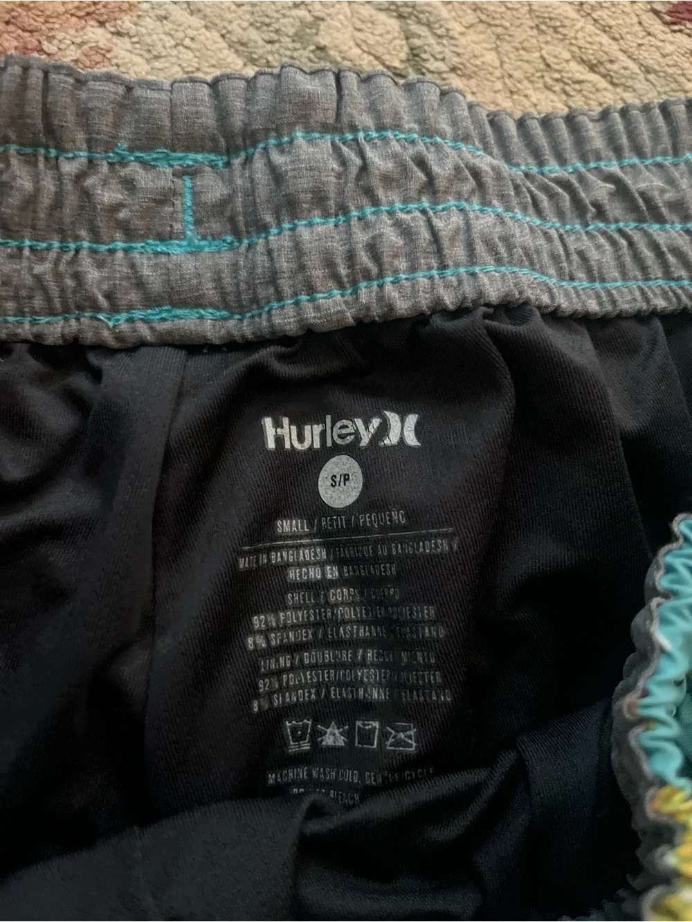 Hurley Teal Tropical Palm Print Swim Shorts